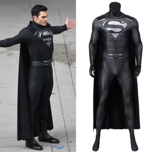 Superman Clark Kent Costume Cosplay Black Bodysuit Crisis on Infinite Earths  - Picture 1 of 12
