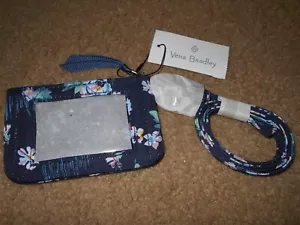 NEW Vera Bradley Zip Lanyard And ID Case Navy Garden - Picture 1 of 2