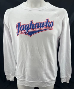 NEW Kansas KU Jayhawks Alternative White Crew Neck Pullover Sweatshirt Men's L - Picture 1 of 9