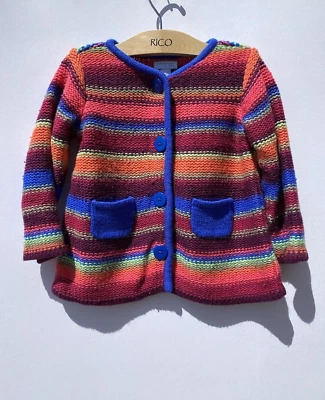 Cárdigan First Impressions Play Multicolor Rayas Abotonado Manga Larga 24 Mos Foto 1 de 4