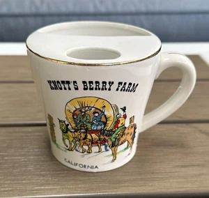 Vintage Knott’s Berry Farm California Ceramic Mustache Mug White Wagon Cowboys - Picture 1 of 10
