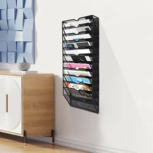 12-Tier Wall Pocket File Holder Mail Organiser Documents Magazines Storage Rack - Picture 1 of 21