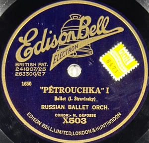 Russian Ballet Orch : Pétrouchka (I. Stravinsky) 78 rpm 12" EDISON BELL X 503 - Picture 1 of 4