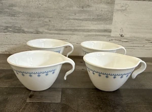 Vintage Corelle Schneeflocke blau 4er Set Haken Henkel Tassen - Bild 1 von 8