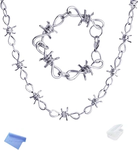 Punk Stacheldraht Halskette Hip Hop Thorn Choker Rock Schmuckkette Halskette und - Bild 1 von 7