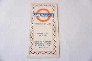 1947 No 1 Railway Map Harry Beck London Transport Underground Tube  - Picture 1 of 4