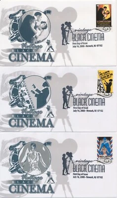 #4336-40 Vintage Black Cinema set of 5 Therome cachet First Day covers - Image 1 of 2