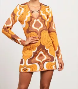 Alice McCall Dress Au 8 US 4 In Music Knit Long Sleeve Mini Butterscotch Orange - Picture 1 of 14