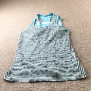 Reebok Womens Shirt Blue White Medium Tank Top Racerback Activewear Gym #0804 - Picture 1 of 9