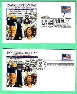 BIDEN-HARRIS 2021 INAUGURATION COVER SET OF 2 , PANDA CACHET - FLAG STAMP - Picture 1 of 2