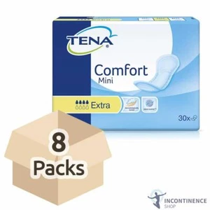 8x TENA Comfort Mini Extra - Thin Incontinence Pads - Pack of 30 - 600ml - Picture 1 of 5