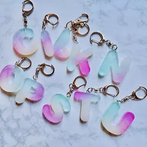 Handmade Epoxy Resin Letter Keychain Set (10pcs) - C I J K N O P S T U Bulk Sale - Picture 1 of 2