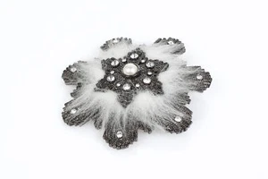 Givenchy 283695 Women's Dark Silver Brooch with stones 2.5" - Picture 1 of 6