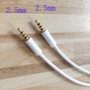 White 2.5mm Male to 2.5mm male 4 Pole Headphone Audio AUX Cable 1meter 3ft - Picture 1 of 3