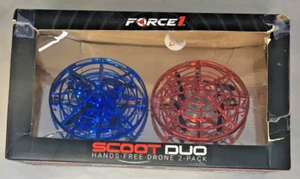 2 Scoot Duo Drones By Force1 Red & Blue Hand Controlled W/ Multicolor Lights - Picture 1 of 4
