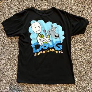Vintage Disney Doug T Shirt Adult Medium Black Graphic Porkchop Shindigarific - Picture 1 of 11