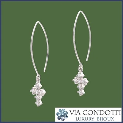 Orecchini a Croce Pendenti in Argento 925 rodiato e luminosi Zirconi Brillanti - Immagine 1 di 4