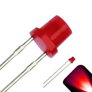 5 x LED 3mm Red Diffused Ultra Bright Flat Top Wide Angle LEDs Light Lamp RC - Picture 1 of 3