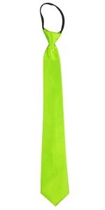 Corbata lisa ""Neón lima"" poliéster para hombre 2 o 3 pulgadas tejida con cremallera preatada - Imagen 1 de 1