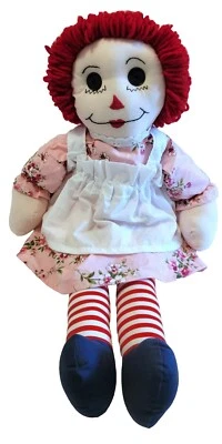 Handmade Raggedy Ann Doll Pink Floral Dress Cloth Large 24" see pics - Image 1 of 4