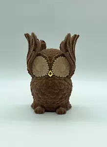 Bath & Body Works Candle Holder Pedestal Flocked Brown Owl Large 3-Wick - Picture 1 of 4