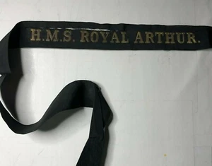 Royal Navy HMS Royal Arthur 1891-1921 Edgar Class Cruiser  Dot Cap Tally 78 cm - Picture 1 of 4