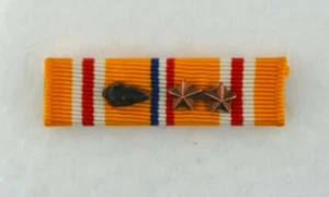 WWII Pacific Theater Ribbon Bar with Arrowhead Device and 2 Campaign Stars - Picture 1 of 1