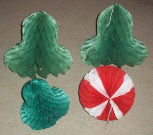 3 CAMPANELLE VINTAGE A NIDO D'APE PIEGHEVOLI 3D IN TESSUTO NATALIZIO E ORNAMENTO I - Foto 1 di 5