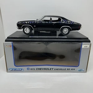 Welly 1970 Cheverolet Chevelle SS 454 Muscle Car 1:18 Black White Chevy 9855W - Picture 1 of 11