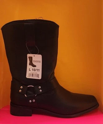 Botas masculinas de motociclista caubói Searchers com fivela redonda. Preto tamanho L 10/11 - Imagem 1 de 3