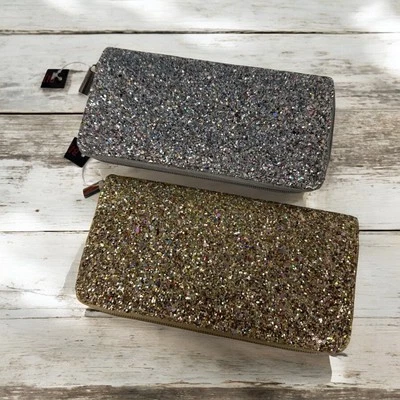 "Lote de 2 carteras doradas y plateadas brillantes brillantes nuevas con etiquetas 8"" x 4""" Foto 1 de 4