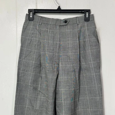 Talbots Womens Plaid Wool Blend Wide Leg Trouser Pants High Waisted Size 6 New - Image 1 of 4