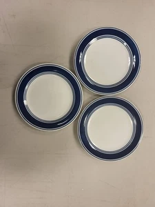 Mainstays White Plates Blue Ring 3 Piece Set Dinnerware 6.75 Inch Diameter - Picture 1 of 5