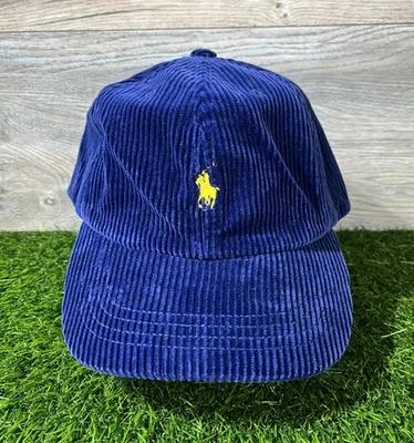 复古 Ralph Lauren Polo Ralph Lauren 蓝色灯芯绒帽子/帽子 — 第 1/4 张图片