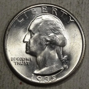 1935-S Washington Quarter, Choice Uncirculated, Flashy White BU Coin     1027-05 - Picture 1 of 2