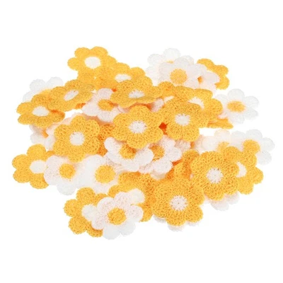 Sew on Patches for Clothes 64pcs Flower Patch Embroidered Appliques Yellow White - Imagen 1 de 4