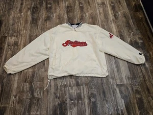 VINTAGE 1990's Starter Cleveland Indians 1/4 Zip Pullover Windbreaker Jacket XL - Picture 1 of 11