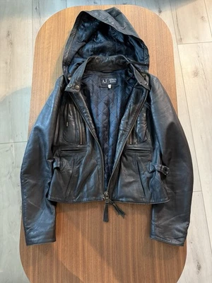 Vintage Armani jeans black leather jacket - Image 1 of 4