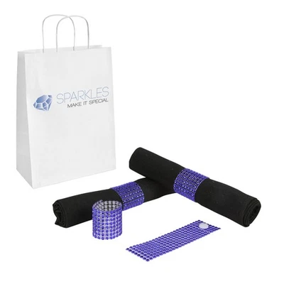 25 Dark Blue Rhinestone Napkin Rings - 8 Row Reusable Fasteners - Image 1 of 4