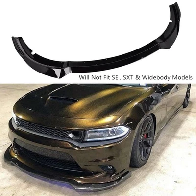 Divisor de labios de parachoques delantero negro brillante para Dodge Charger SRT Scat Pack 2015-2023 Foto 1 de 4