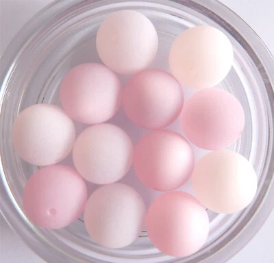 Aktion: 12 Stück XL PolarisPerlen 20mm groß rund matt Mix aus Rosa Tönen - Bild 1 von 3