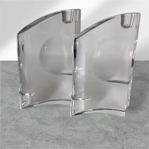 Nambe CHILL Lead Crystal Set Of 2-7" CANDLESTICK Stick/Holders by David Tisdale - Picture 1 of 10