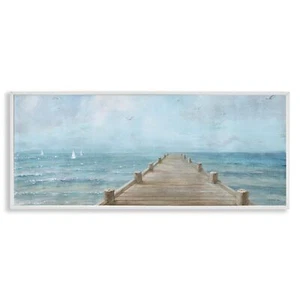Waterfront Pier Coastal Ocean View Framed Wall Art, Design by Danhui Nai - Picture 1 of 9