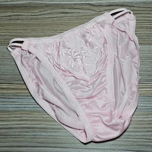 Vintage Slippery Nylon Panty Baby Pink Sissy Lace Brief Size Small Hip 32-36" - Picture 1 of 22