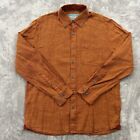 32 Bar Blues Shirt Men's Medium Burnt Orange Long Sleeve Linen Cotton Button Up