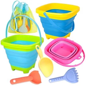 Xgunion Collapsible Beach Sand Bucket 3 Packs Foldable Buckets Set with Shove... - Picture 1 of 7