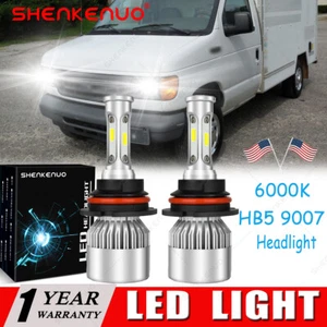 For 1999-2007 Ford E-350/450/550 Super Duty LED Headlight High/Low Bulbs 2x 9007 - Picture 1 of 17