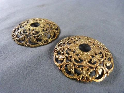Pair of french gilded bronze handle covers for antique furniture Cover