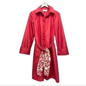 Zara Trench Coat Jacket Belted Side Pockets Raspberry Pink Pleated Womens Size S - Picture 1 of 7