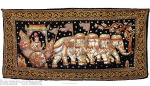 145x73 cm orient Asien Bild Kalagas Wandbehang wandteppich Burma Elefant Nr-C - Picture 1 of 9